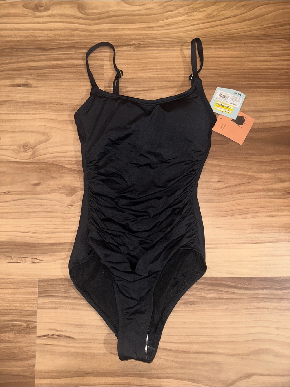 Shade & Shore Black Ruched One-Piece Swimsuit